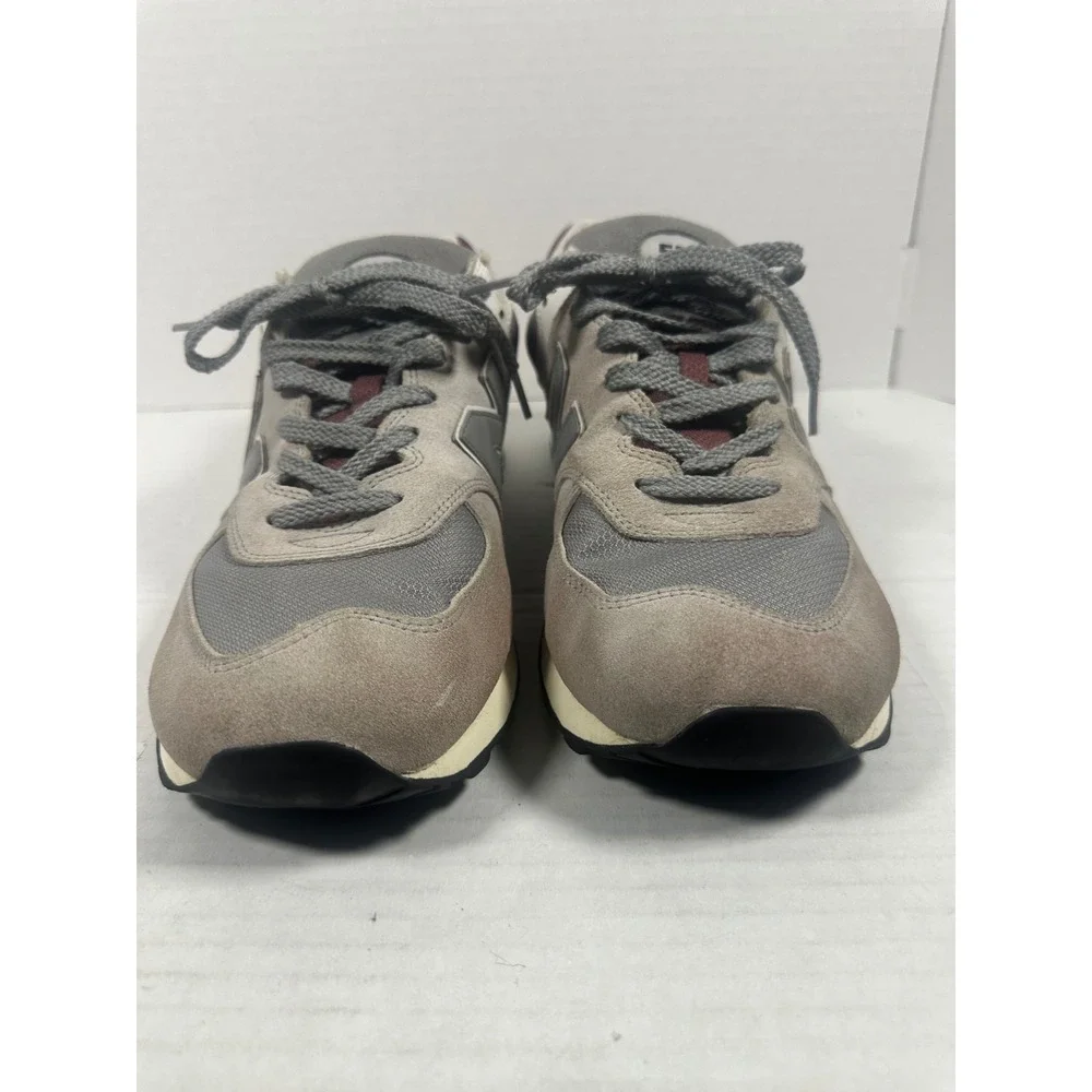 New Balance 574 Grey Burgundy Cordura Suede Sneakers U574KBR Mens 13 Womens 14.5